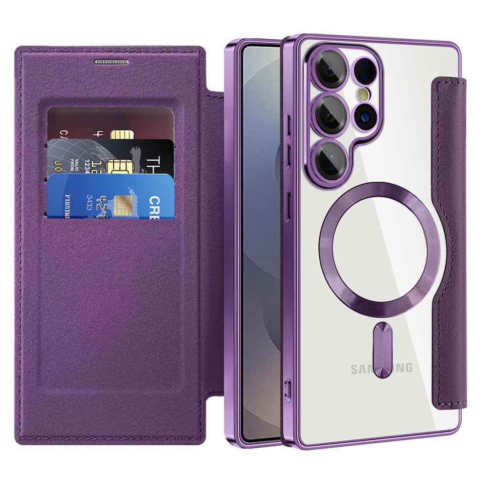 Funda MagSafe para Samsung Galaxy S25 Ultra S938, Techsuit, SmartMag Book, Morado