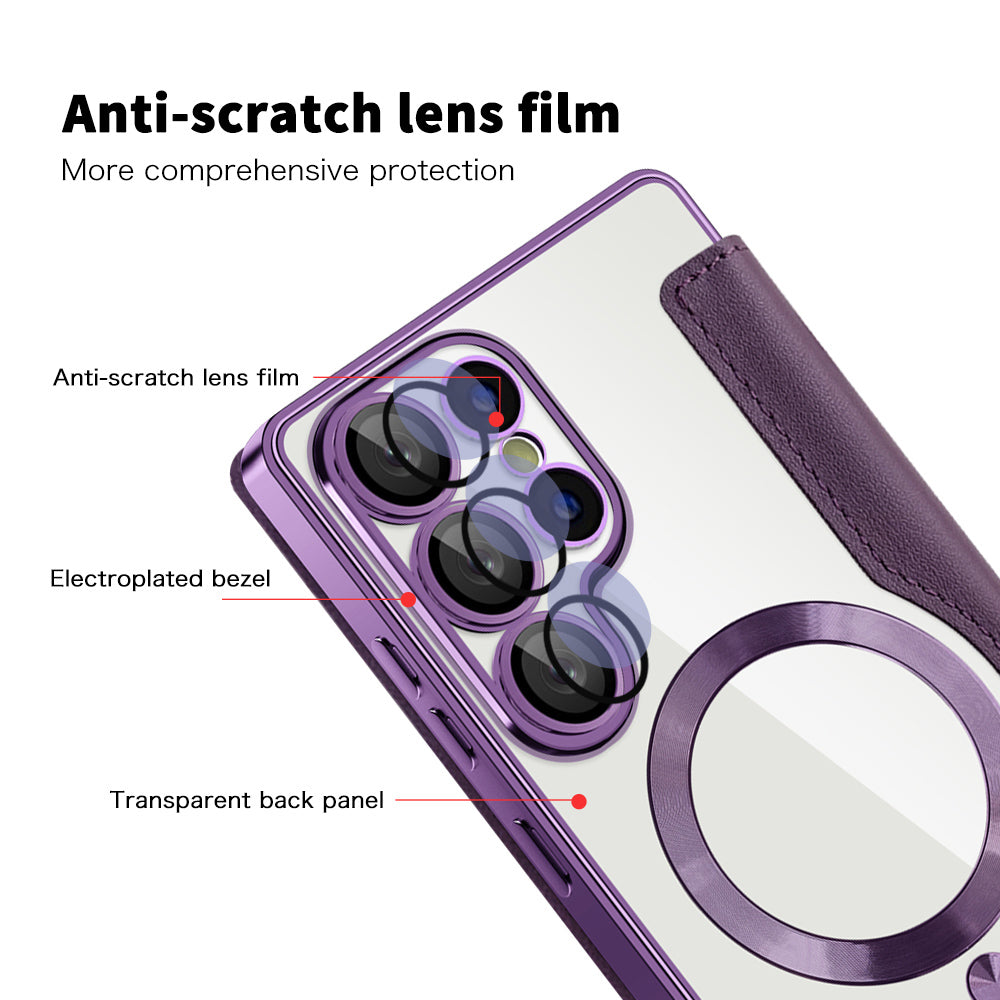 Funda MagSafe para Samsung Galaxy S25 Ultra S938, Techsuit, SmartMag Book, Morado