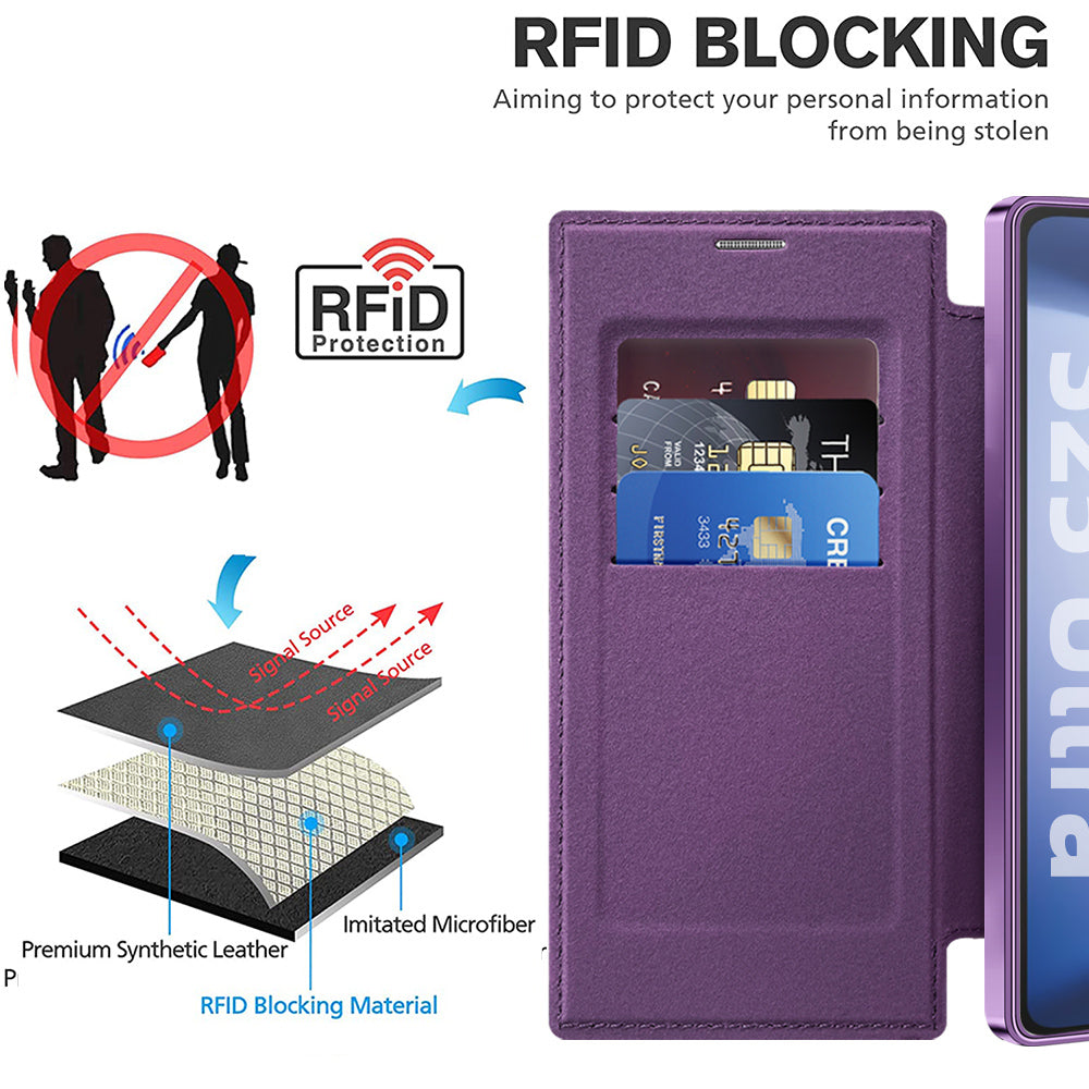 Funda MagSafe para Samsung Galaxy S25 Ultra S938, Techsuit, SmartMag Book, Morado