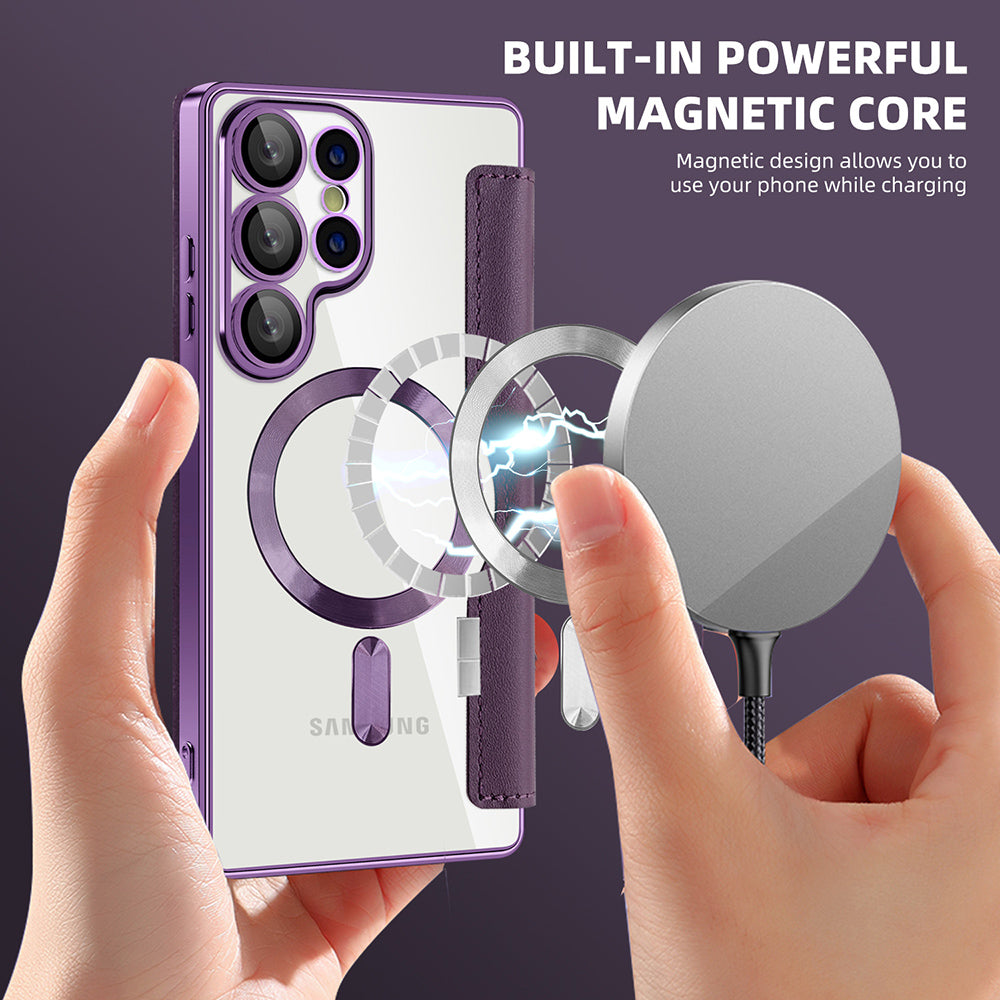 Funda MagSafe para Samsung Galaxy S25 Ultra S938, Techsuit, SmartMag Book, Morado