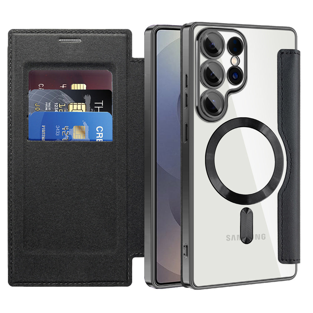 Funda MagSafe para Samsung Galaxy S25 Ultra S938, Techsuit, SmartMag Book, Negra