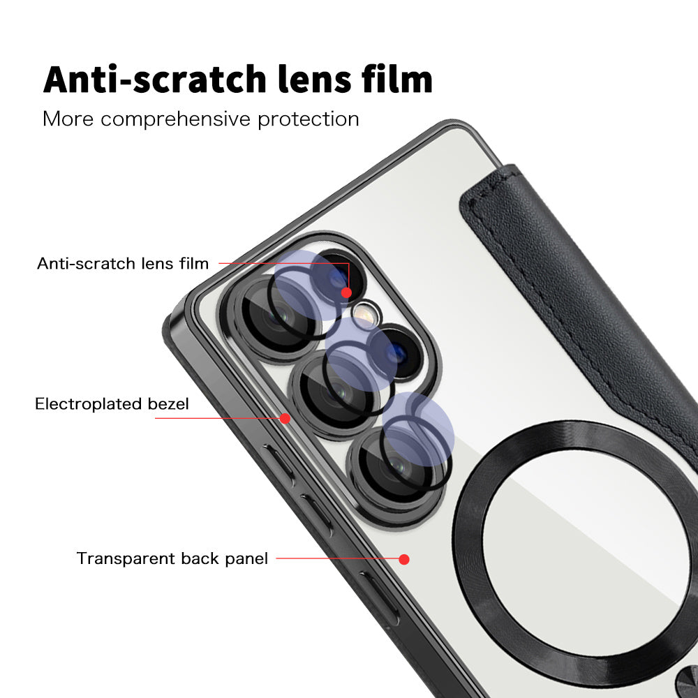 Funda MagSafe para Samsung Galaxy S25 Ultra S938, Techsuit, SmartMag Book, Negra