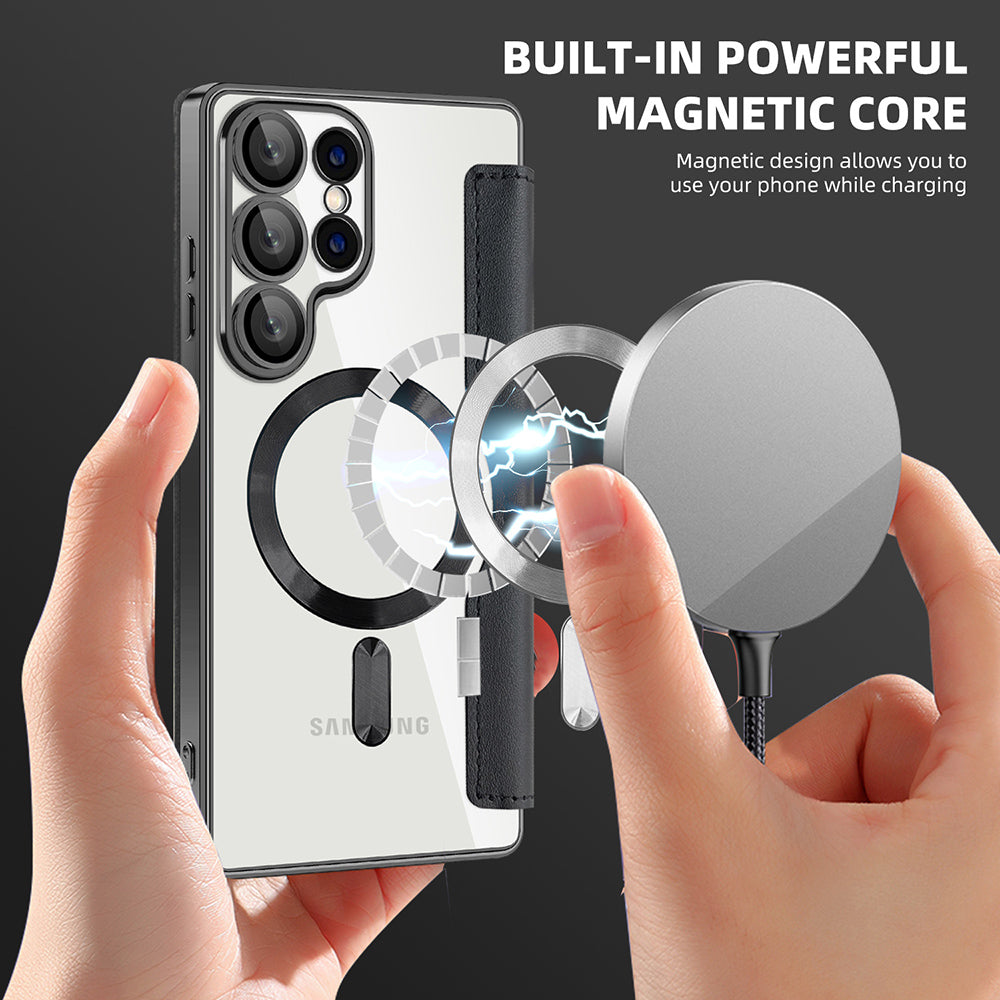Funda MagSafe para Samsung Galaxy S25 Ultra S938, Techsuit, SmartMag Book, Negra