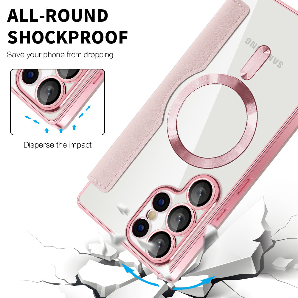 Funda MagSafe para Samsung Galaxy S25 Ultra S938, Techsuit, SmartMag Book, Rosa