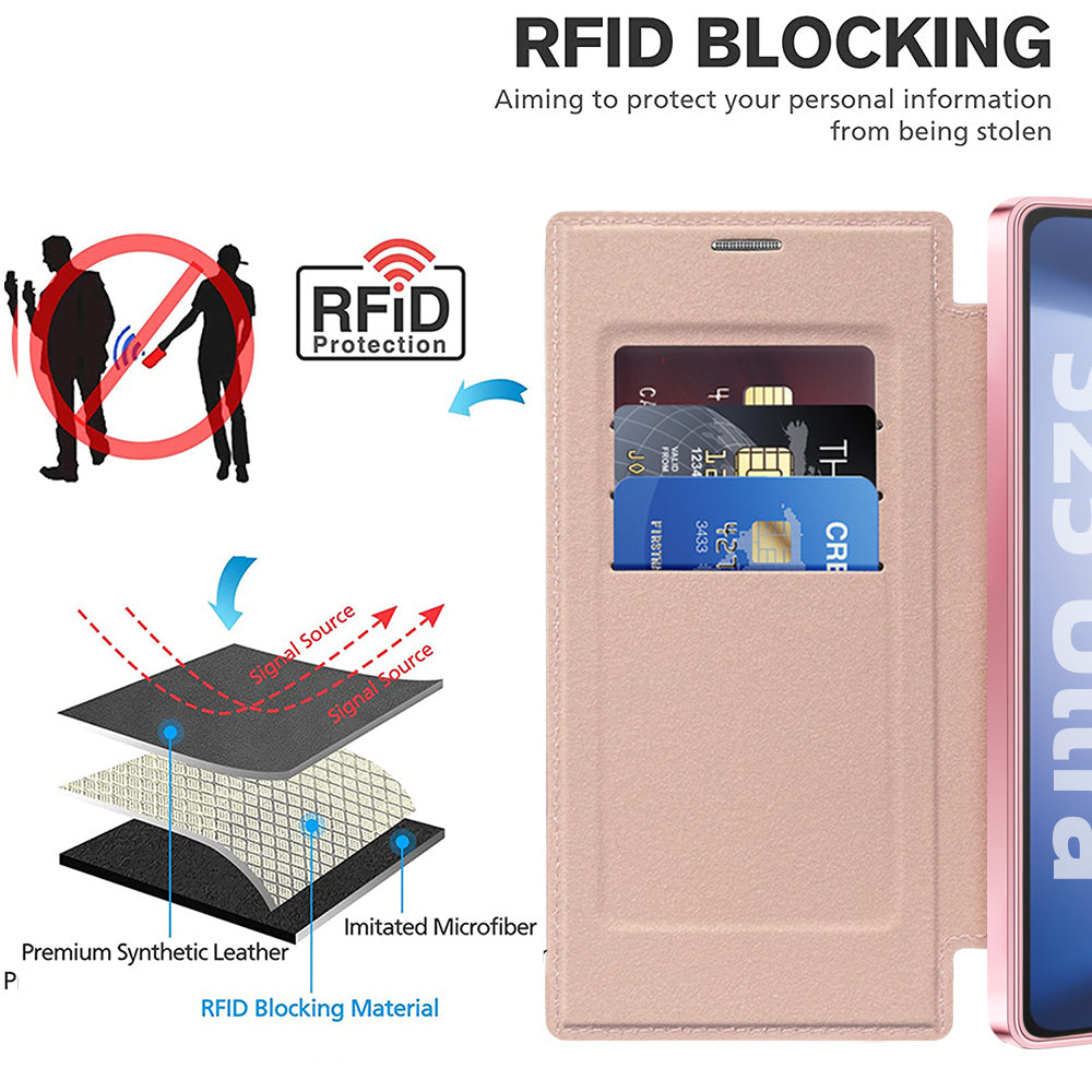 Funda MagSafe para Samsung Galaxy S25 Ultra S938, Techsuit, SmartMag Book, Rosa
