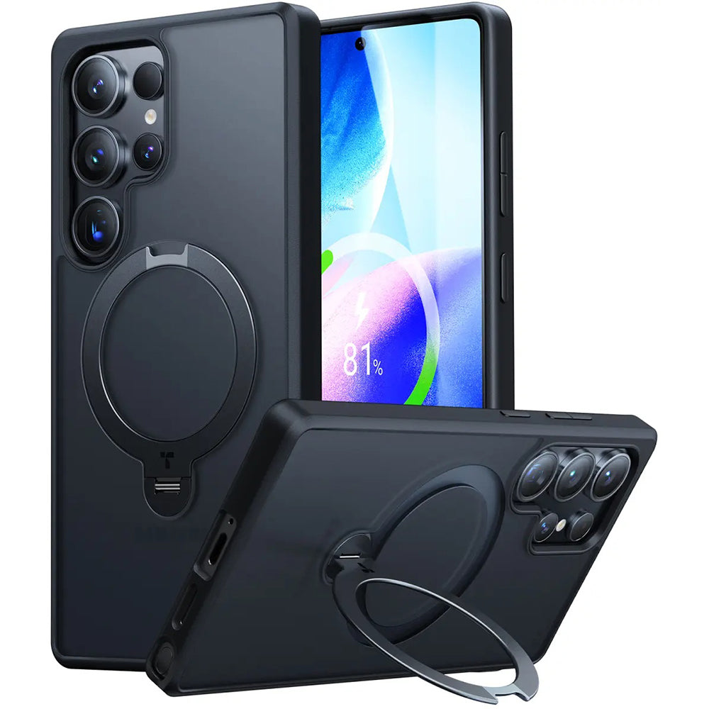 Funda MagSafe para Samsung Galaxy S25 Ultra S938, Torras, Ostand Spin, Negra