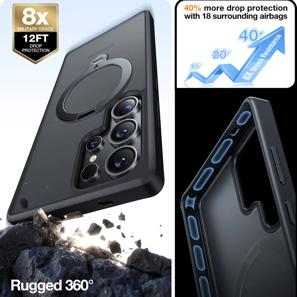 Funda MagSafe para Samsung Galaxy S25 Ultra S938, Torras, Ostand Spin, Negra