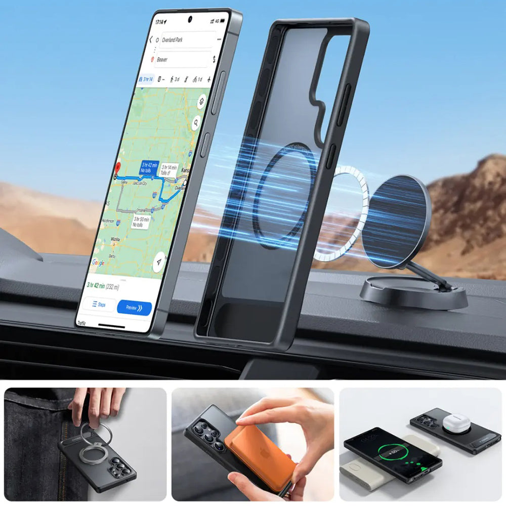 Funda MagSafe para Samsung Galaxy S25 Ultra S938, Torras, Pstand, Negra