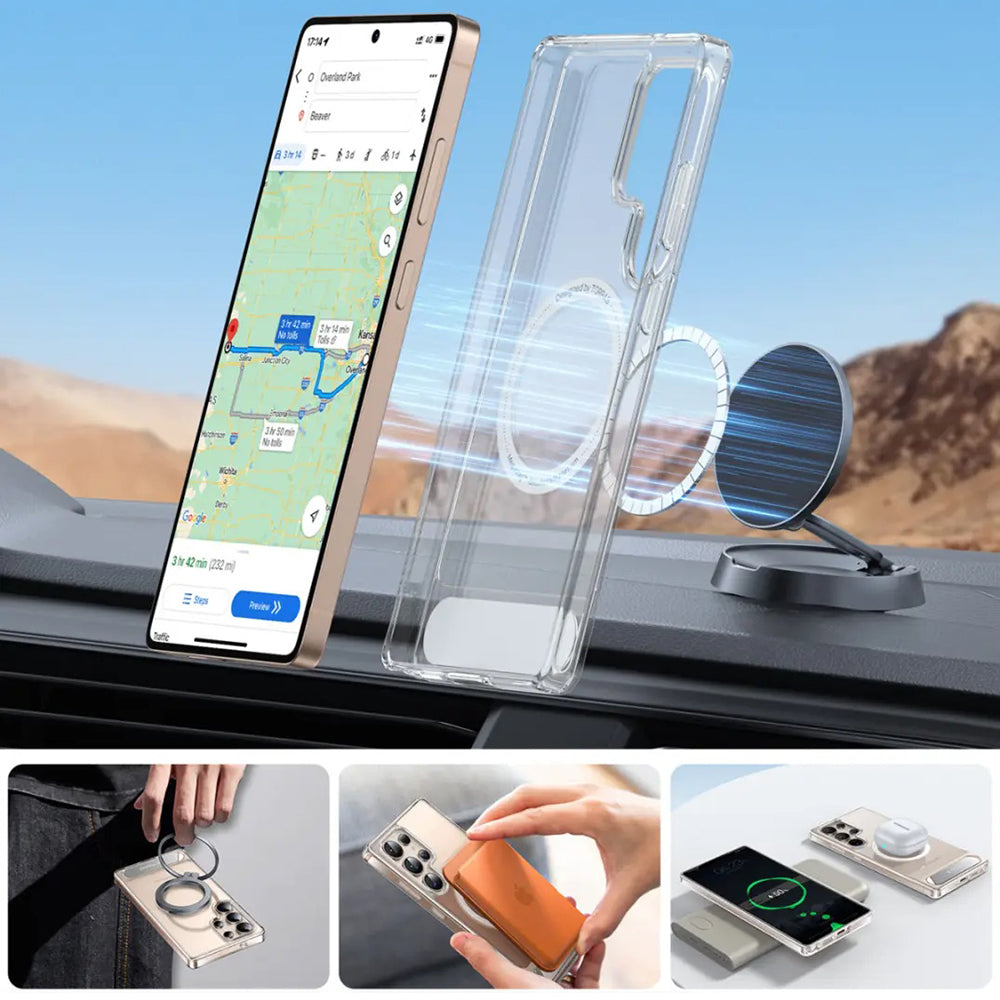 Funda MagSafe para Samsung Galaxy S25 Ultra S938, Torras, Pstand, Transparente