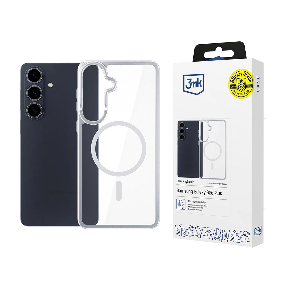 Funda MagSafe para Samsung Galaxy S26, 3MK, Armor MagCase, Transparente