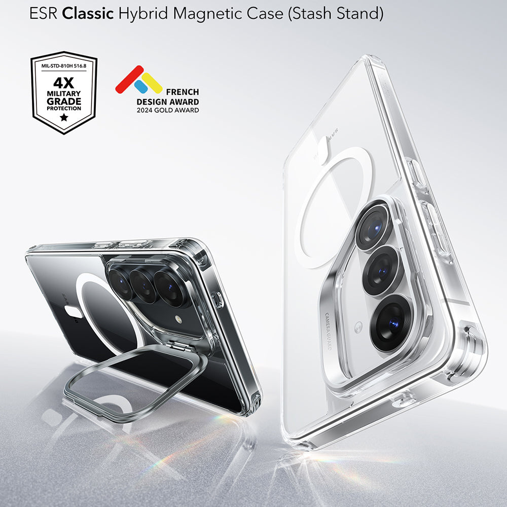 Funda MagSafe para Samsung Galaxy S26 S942, ESR, Classic Hybrid Kickstand, Transparente