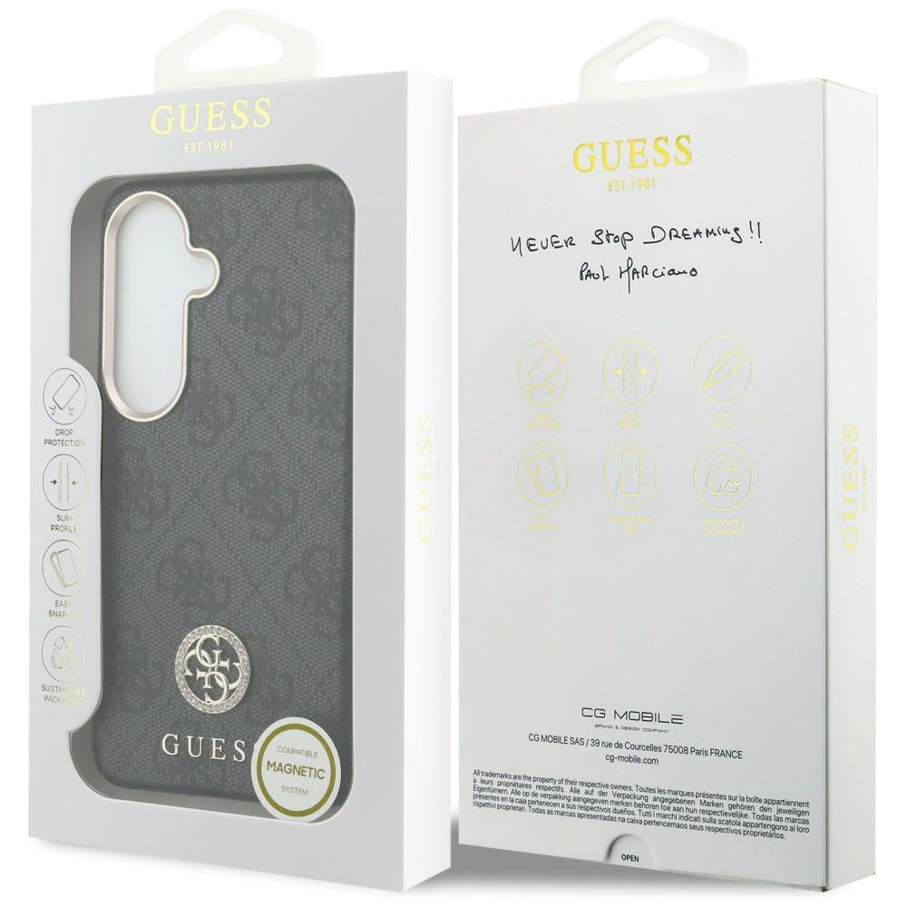 Funda MagSafe para Samsung Galaxy S26 Plus S947, Guess, 4G Rhinestone Round Logo, Negra