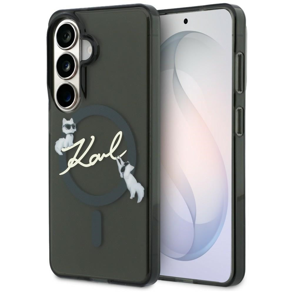 Funda MagSafe para Samsung Galaxy S26 Plus S947, Karl Lagerfeld, IML Choupette Karl Script Logo, Negra