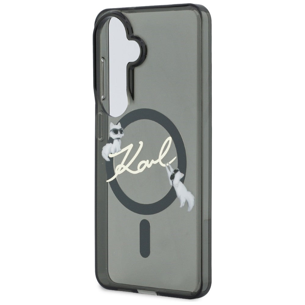 Funda MagSafe para Samsung Galaxy S26 Plus S947, Karl Lagerfeld, IML Choupette Karl Script Logo, Negra
