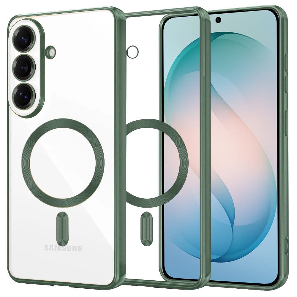 Funda MagSafe para Samsung Galaxy S26 Plus S947, Techsuit, Luxury Crystal, Verde Oscuro