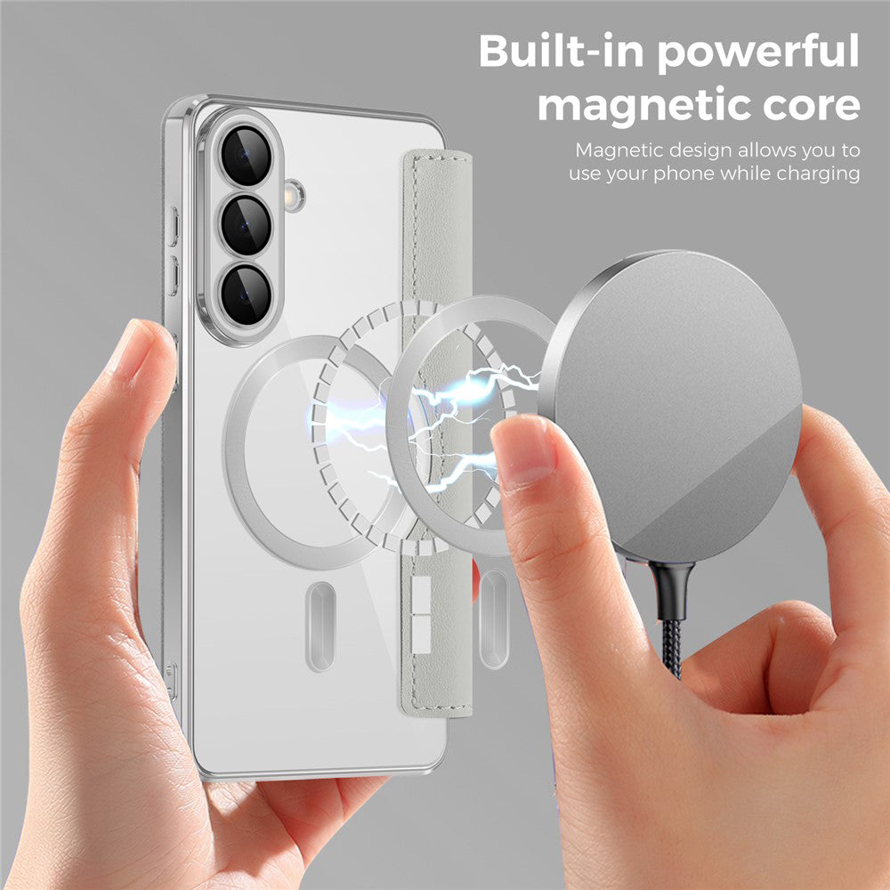 Funda MagSafe para Samsung Galaxy S26 Plus, Techsuit, SmartMag Book, Gris