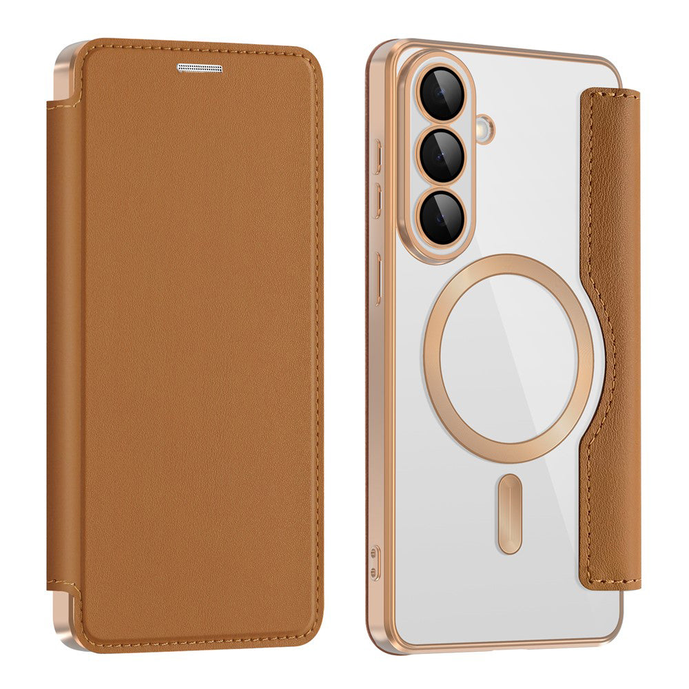 Funda MagSafe para Samsung Galaxy S26 Plus, Techsuit, SmartMag Book, Marrón
