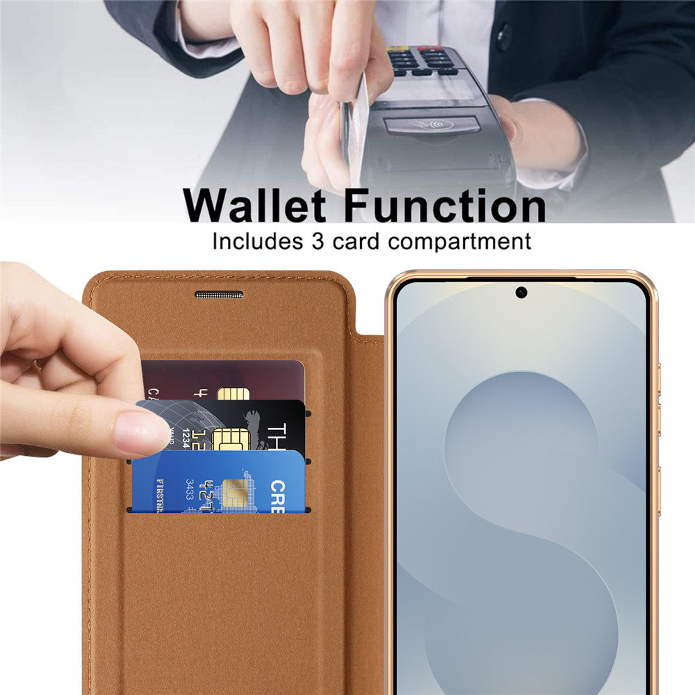 Funda MagSafe para Samsung Galaxy S26 Plus, Techsuit, SmartMag Book, Marrón