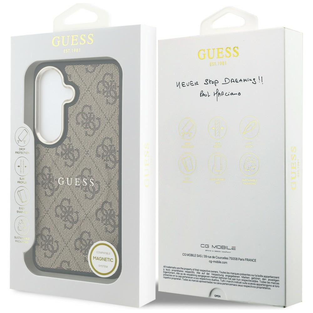 Funda MagSafe para Samsung Galaxy S26 S942, Guess, 4G Embossed Ring, Marrón