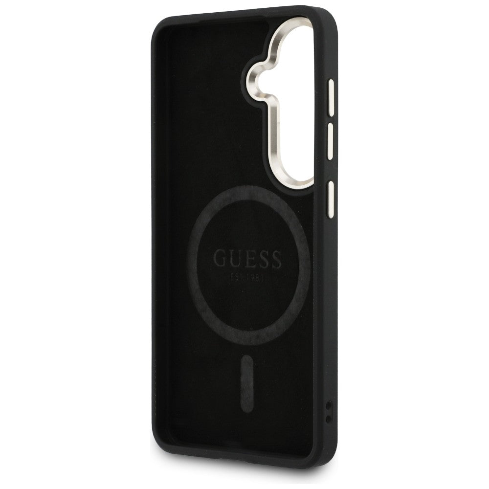 Funda MagSafe para Samsung Galaxy S26 S942, Guess, 4G Embossed Ring, Negra