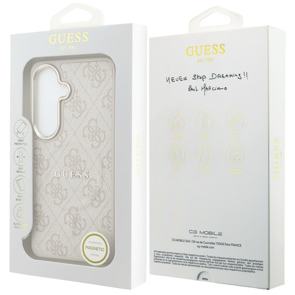 Funda MagSafe para Samsung Galaxy S26 S942, Guess, 4G Embossed Ring, Rosa