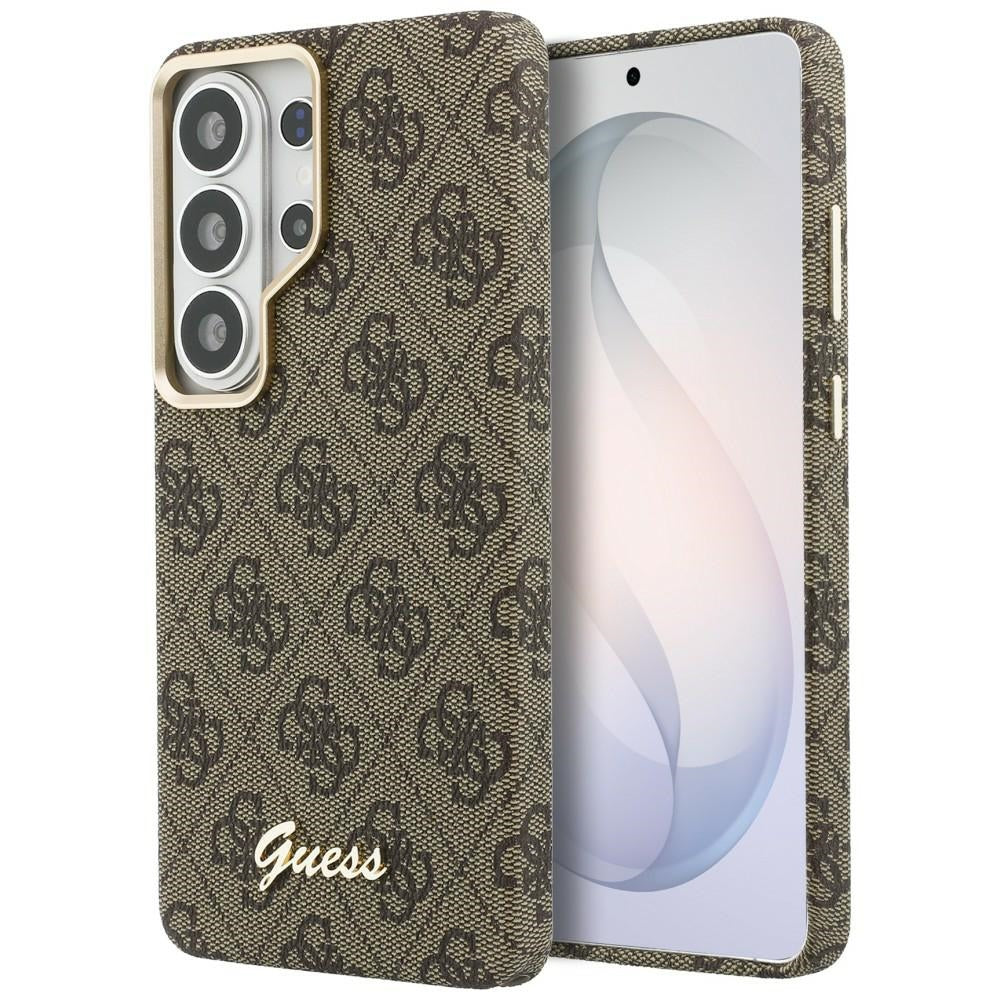 Funda MagSafe para Samsung Galaxy S26 S942, Guess, 4G Script Logo, Marrón