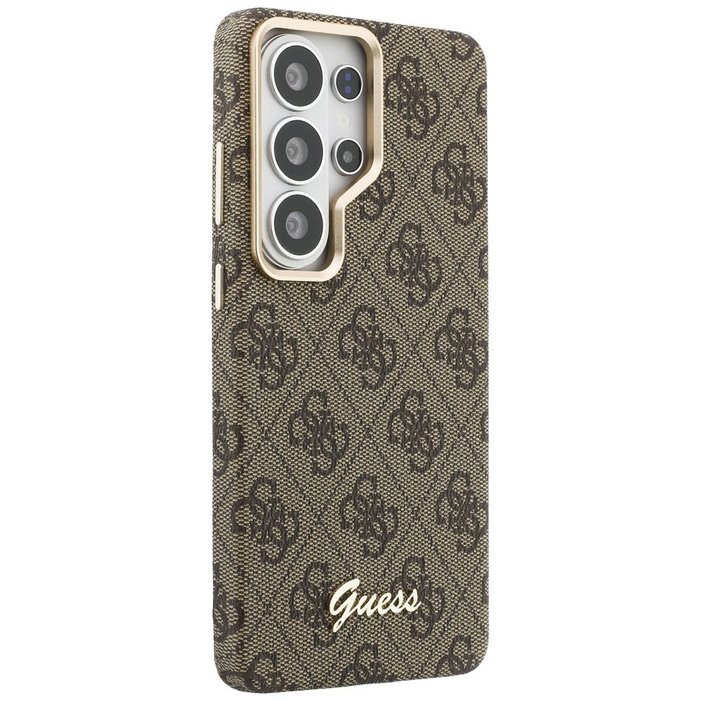 Funda MagSafe para Samsung Galaxy S26 S942, Guess, 4G Script Logo, Marrón