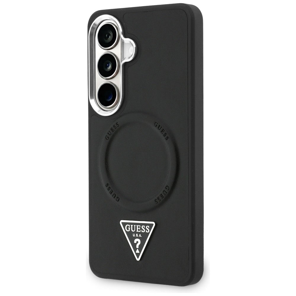 Funda MagSafe para Samsung Galaxy S26 S942, Guess, Embossed Ring Triangle Logo, Negra