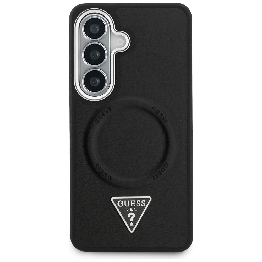 Funda MagSafe para Samsung Galaxy S26 S942, Guess, Embossed Ring Triangle Logo, Negra