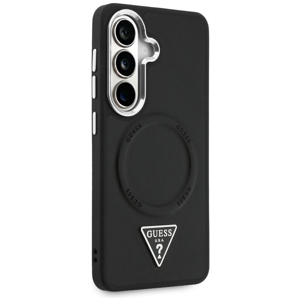 Funda MagSafe para Samsung Galaxy S26 S942, Guess, Embossed Ring Triangle Logo, Negra