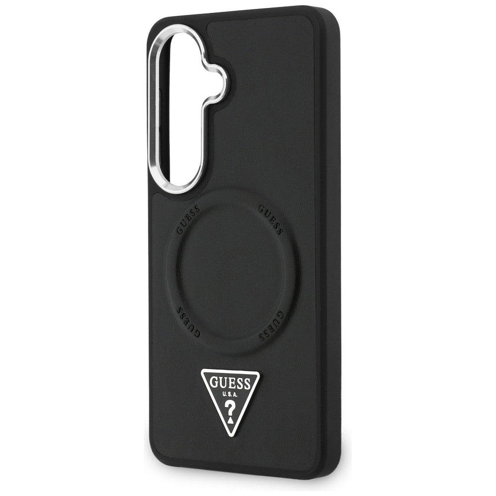 Funda MagSafe para Samsung Galaxy S26 S942, Guess, Embossed Ring Triangle Logo, Negra