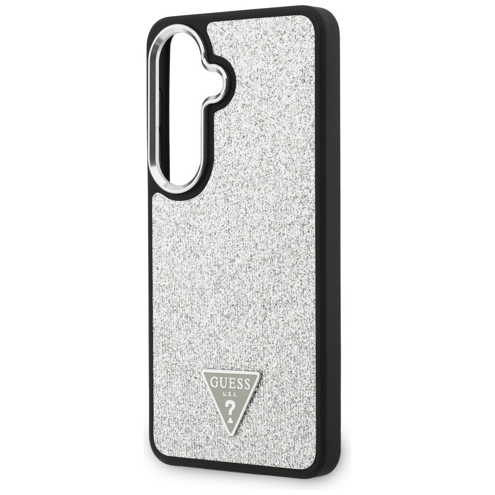 Funda MagSafe para Samsung Galaxy S26 S942, Guess, Logo Triángulo con Purpurina Fija, Plateada