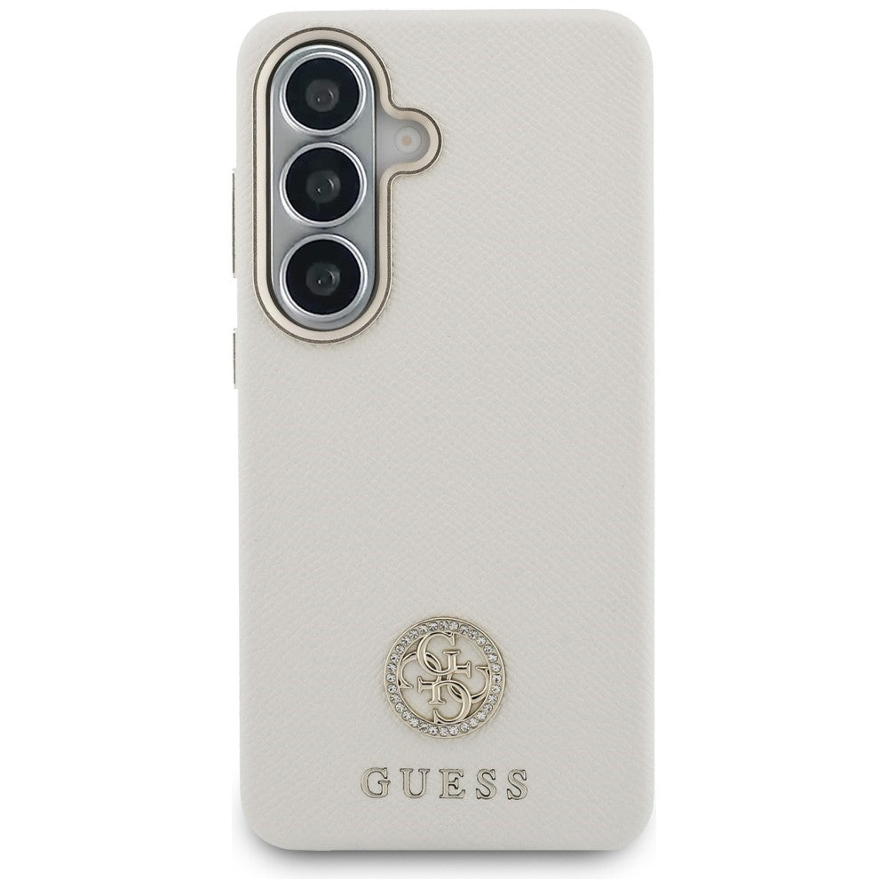 Funda MagSafe para Samsung Galaxy S26 S942, Guess, Rhinestone Round Logo, Beige