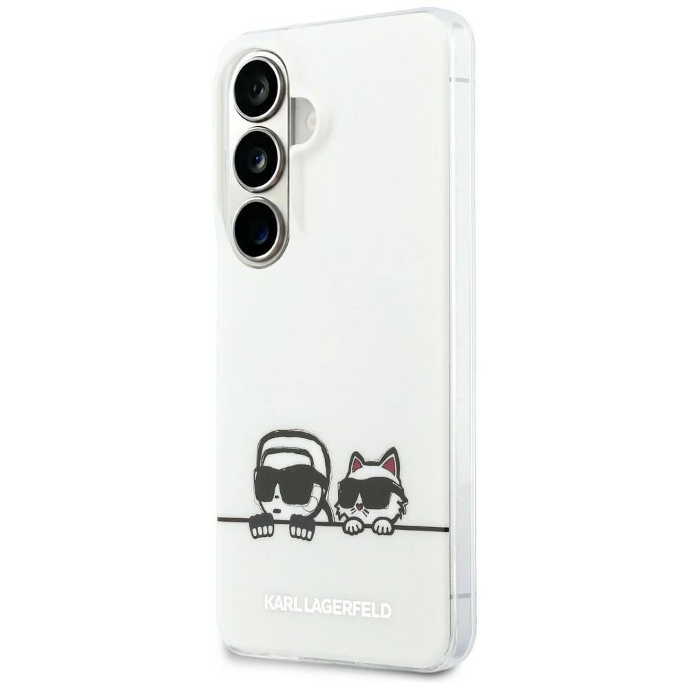 Funda MagSafe para Samsung Galaxy S26 S942, Karl Lagerfeld, IML Karl & Choupette Peekaboo Logo, Blanca.