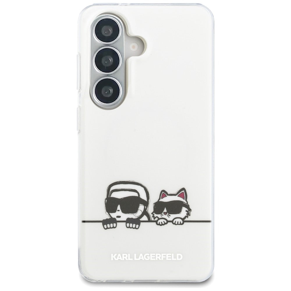 Funda MagSafe para Samsung Galaxy S26 S942, Karl Lagerfeld, IML Karl & Choupette Peekaboo Logo, Blanca.