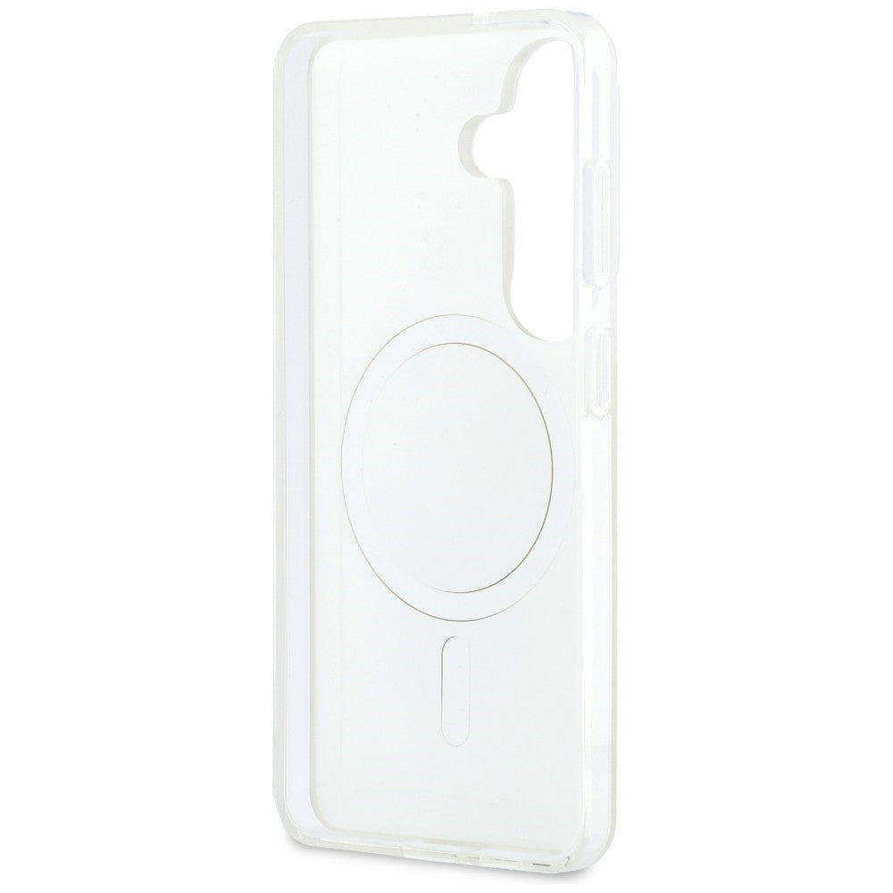 Funda MagSafe para Samsung Galaxy S26 S942, Karl Lagerfeld, IML Karl & Choupette Peekaboo Logo, Blanca.