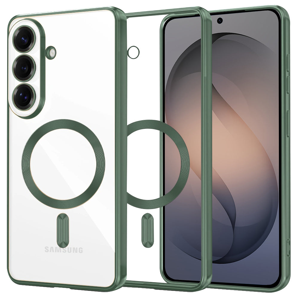 Funda MagSafe para Samsung Galaxy S26 S942, Techsuit, Luxury Crystal, Verde Oscuro