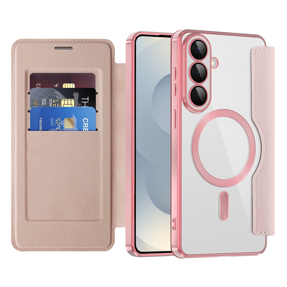 Funda MagSafe para Samsung Galaxy S26, Techsuit, SmartMag Book, Rosa
