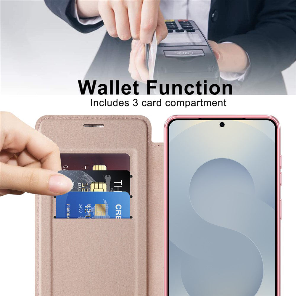 Funda MagSafe para Samsung Galaxy S26, Techsuit, SmartMag Book, Rosa