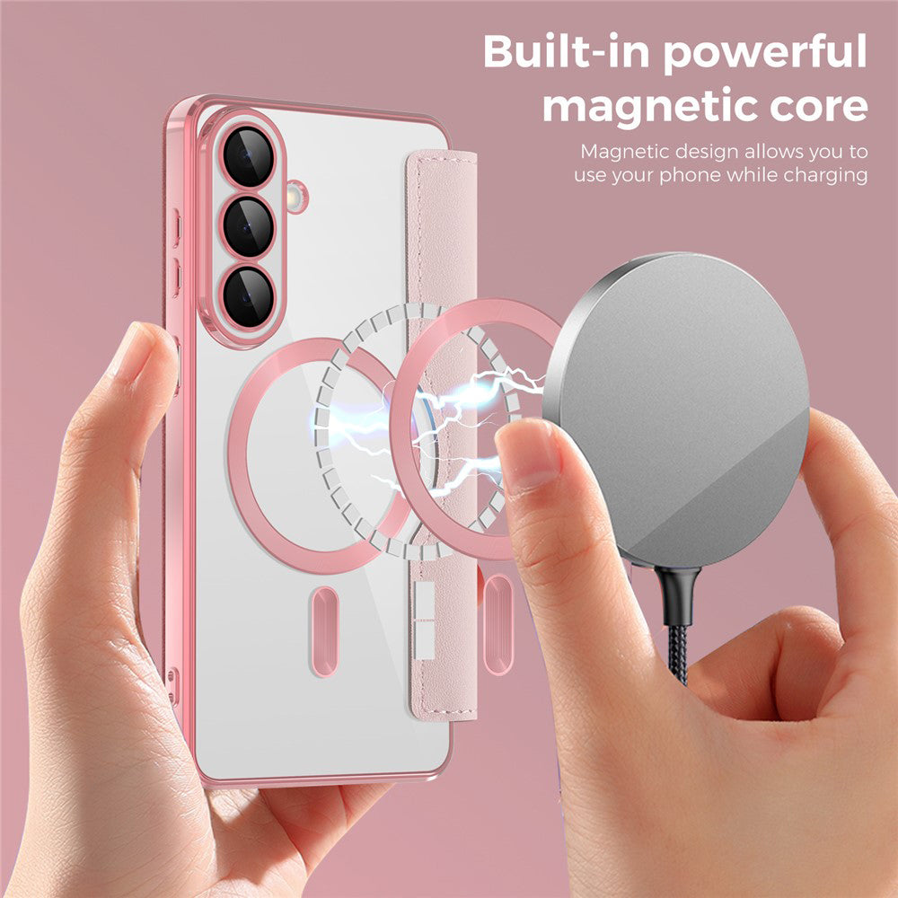Funda MagSafe para Samsung Galaxy S26, Techsuit, SmartMag Book, Rosa