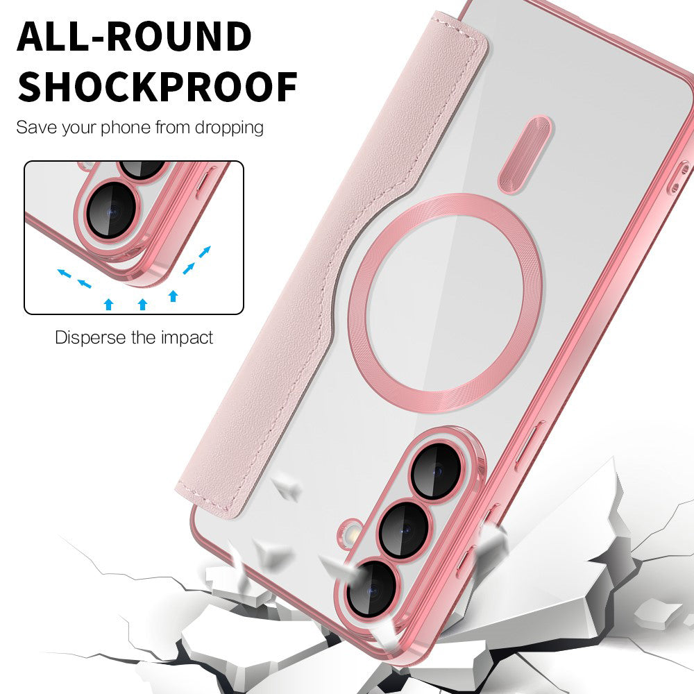 Funda MagSafe para Samsung Galaxy S26, Techsuit, SmartMag Book, Rosa