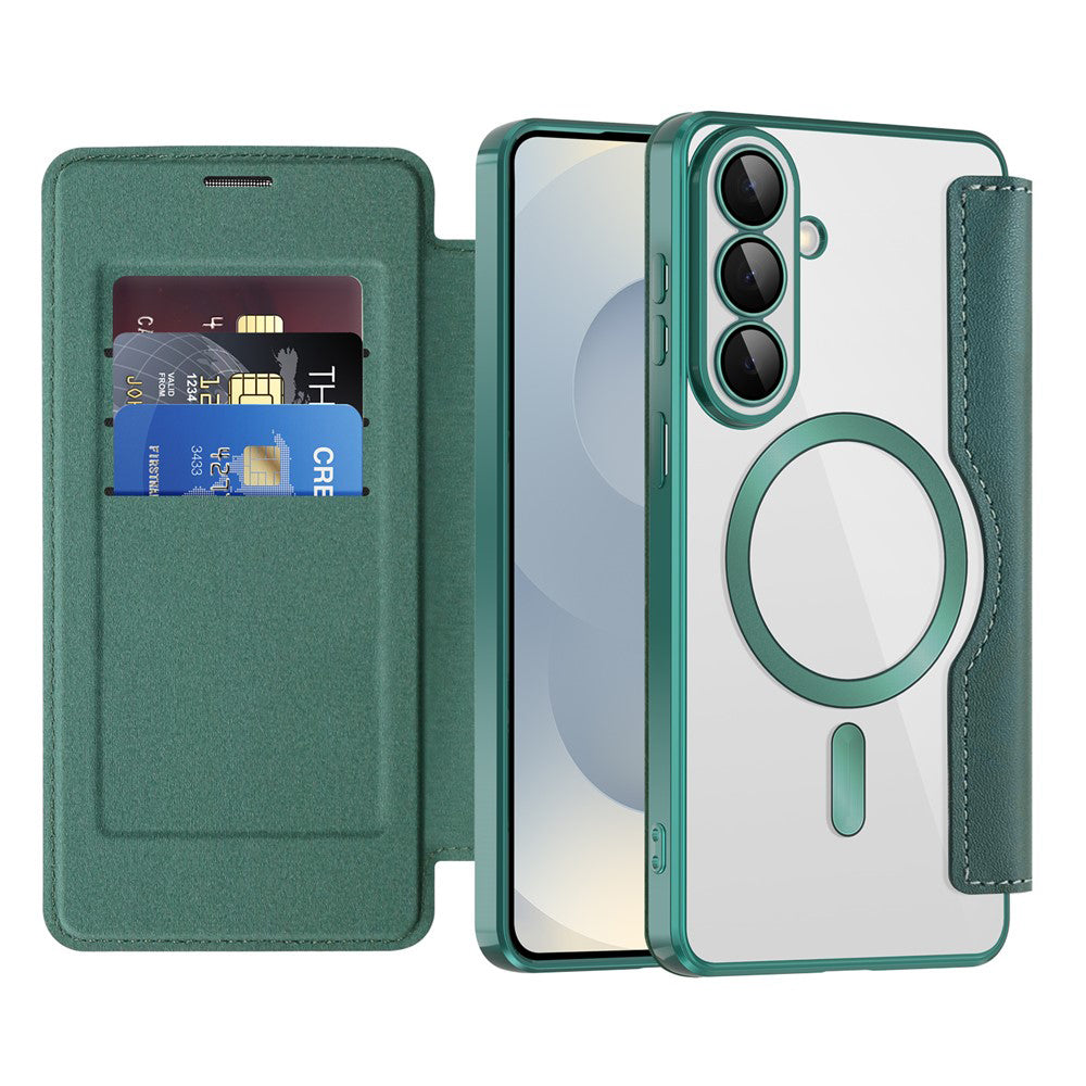 MagSafe Case for Samsung Galaxy S26 S942, Techsuit, SmartMag Book, Green
