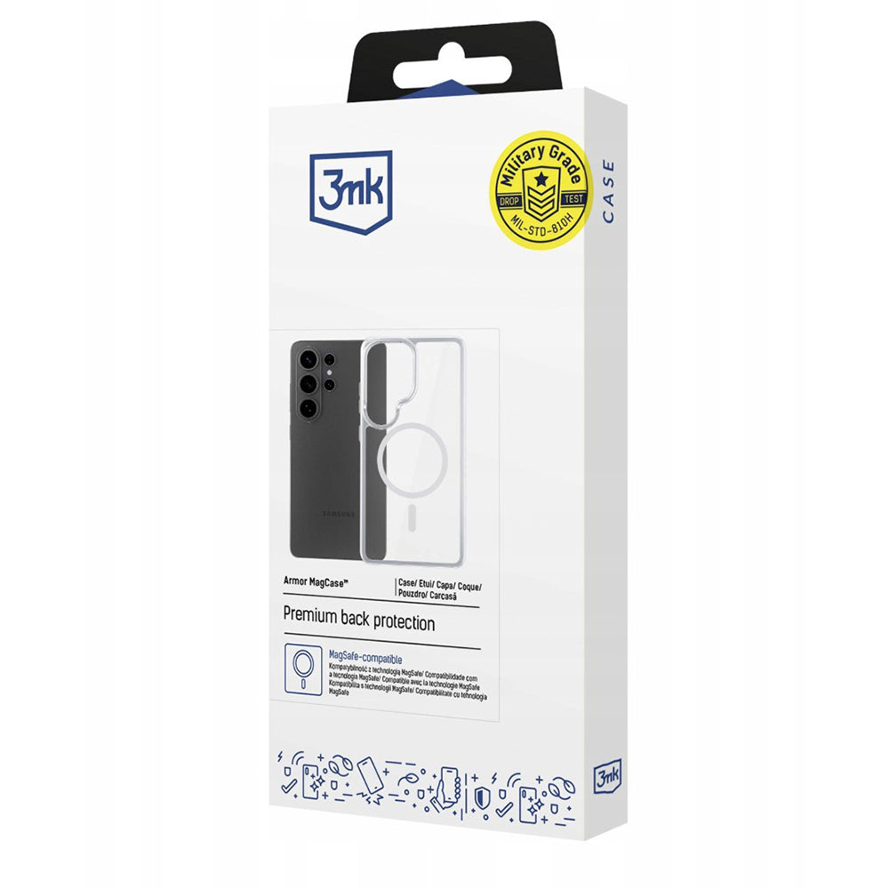 Funda MagSafe para Samsung Galaxy S26 Ultra S948, 3MK, Armor MagCase, Transparente