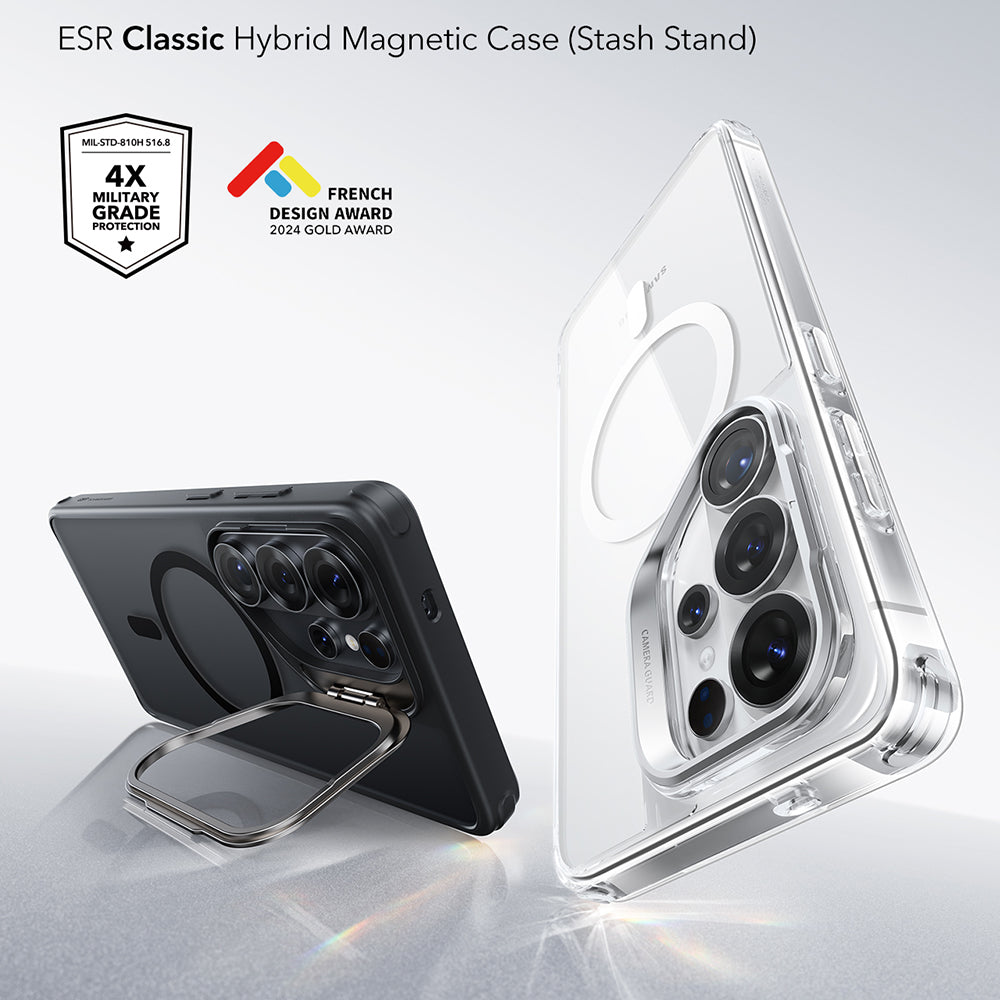 Funda MagSafe para Samsung Galaxy S26 Ultra S948, ESR, Classic Hybrid Kickstand, Negra Satinada