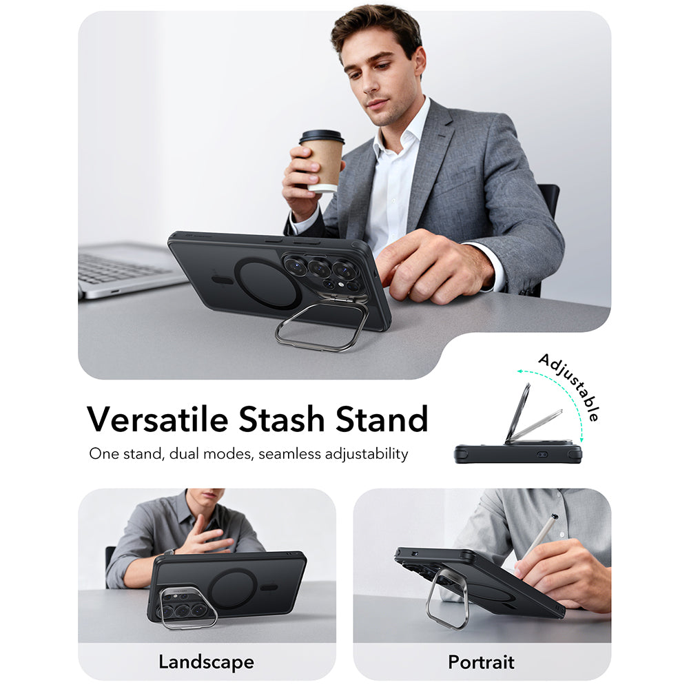 Funda MagSafe para Samsung Galaxy S26 Ultra S948, ESR, Classic Hybrid Kickstand, Negra Satinada