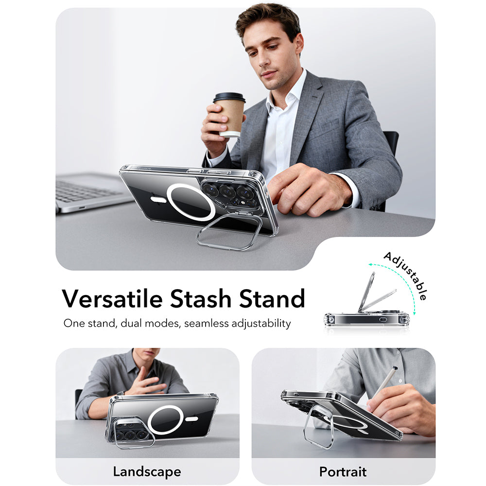 Funda MagSafe para Samsung Galaxy S26 Ultra S948, ESR, Classic Hybrid Kickstand, Transparente