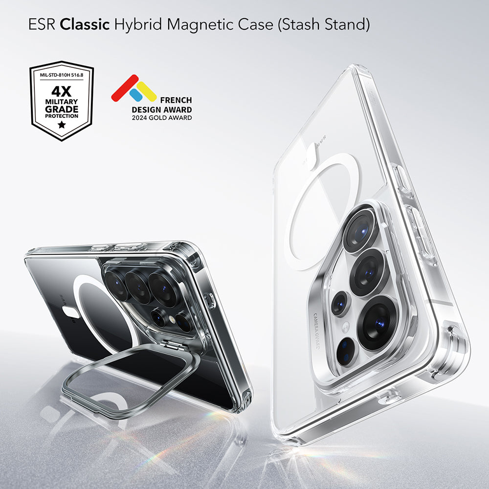 Funda MagSafe para Samsung Galaxy S26 Ultra S948, ESR, Classic Hybrid Kickstand, Transparente