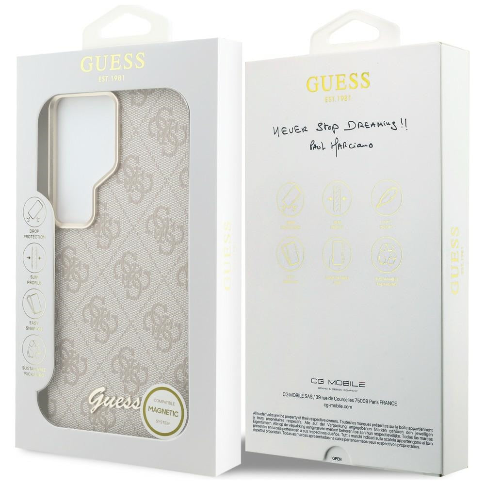 Funda MagSafe para Samsung Galaxy S26 Ultra S948, Guess, 4G Script Logo, Rosa