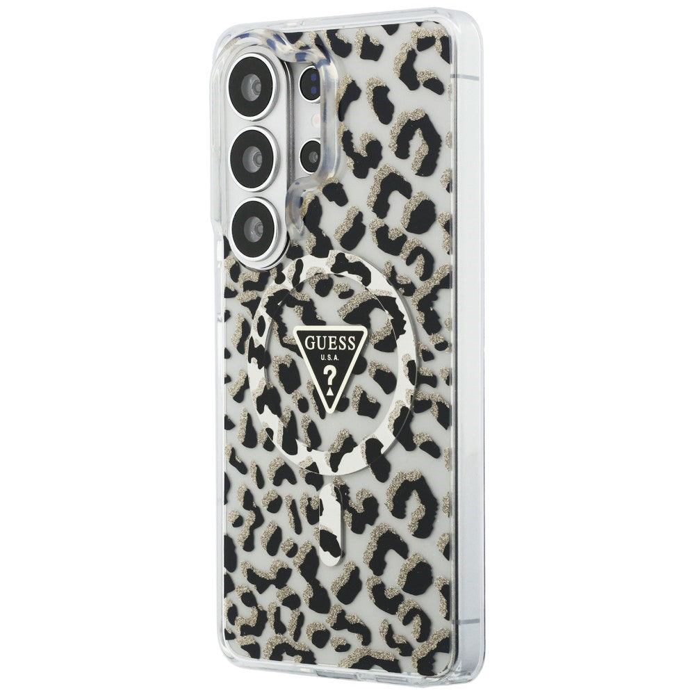 Funda MagSafe para Samsung Galaxy S26 Ultra S948, Guess, IML Leopard Pattern, Negra