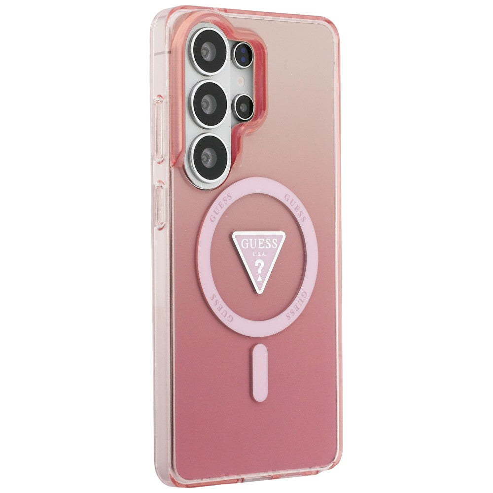 Funda MagSafe para Samsung Galaxy S26 Ultra S948, Guess, IML Gradient Triangle Logo, Rosa